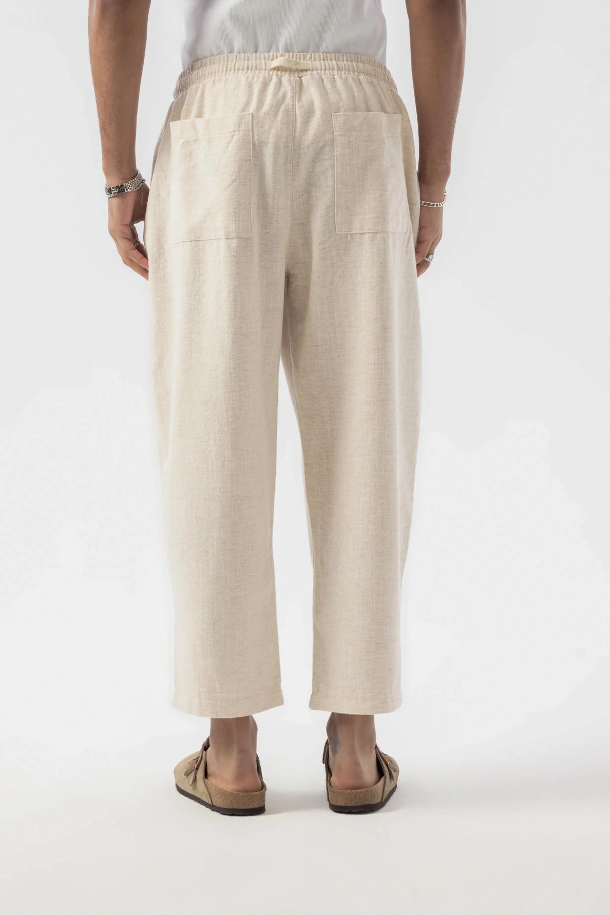 Linen Pleated Ecru Trousers