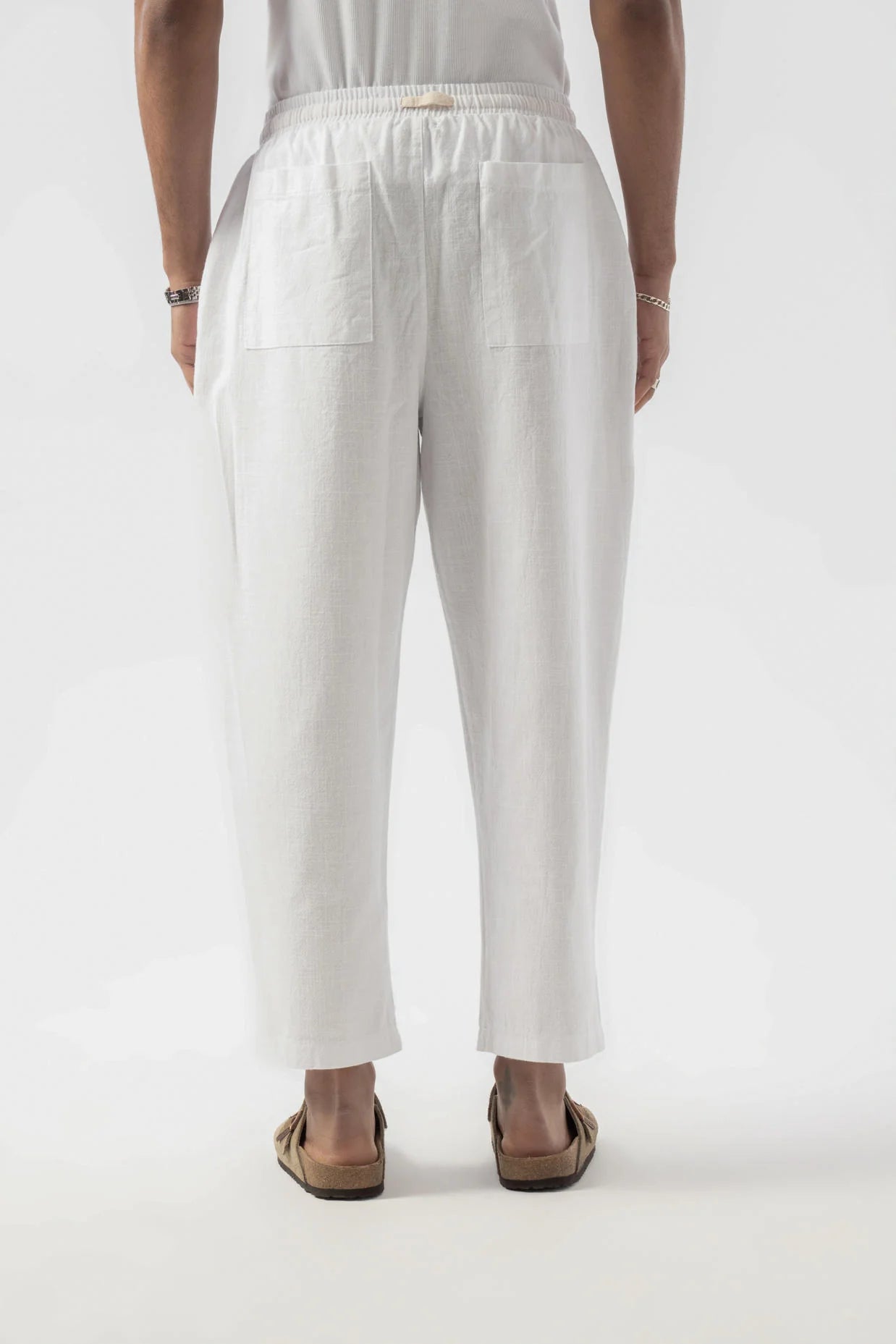 Linen Pleated White Trousers