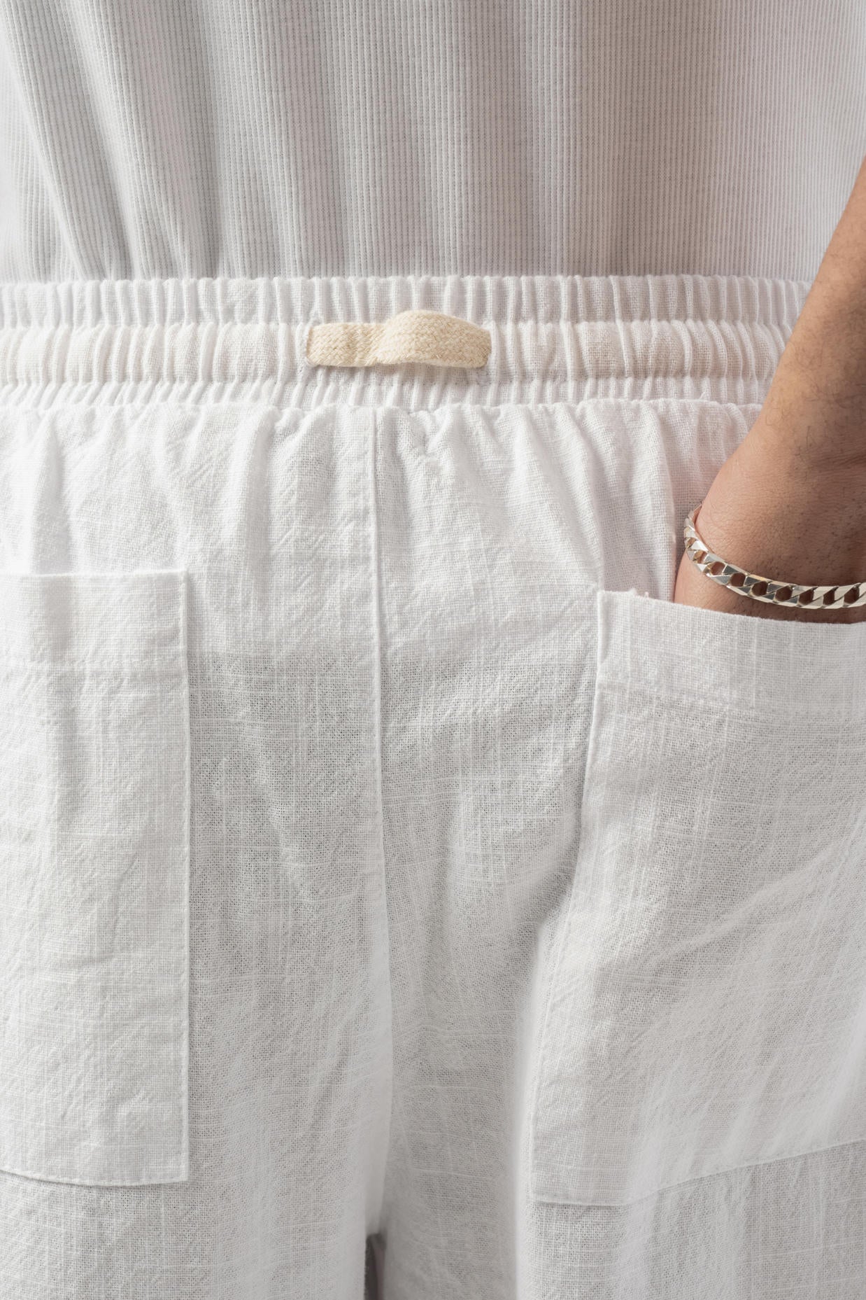Linen Pleated White Trousers