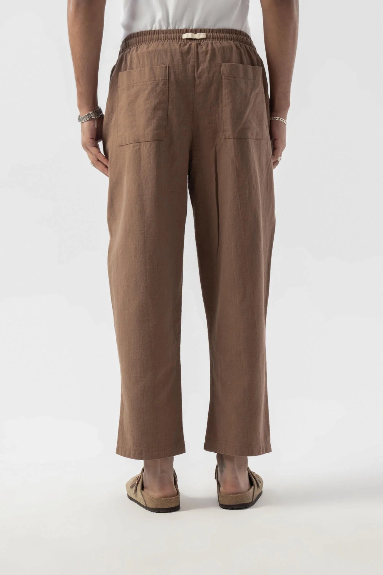 Linen Pleated Brown Trousers