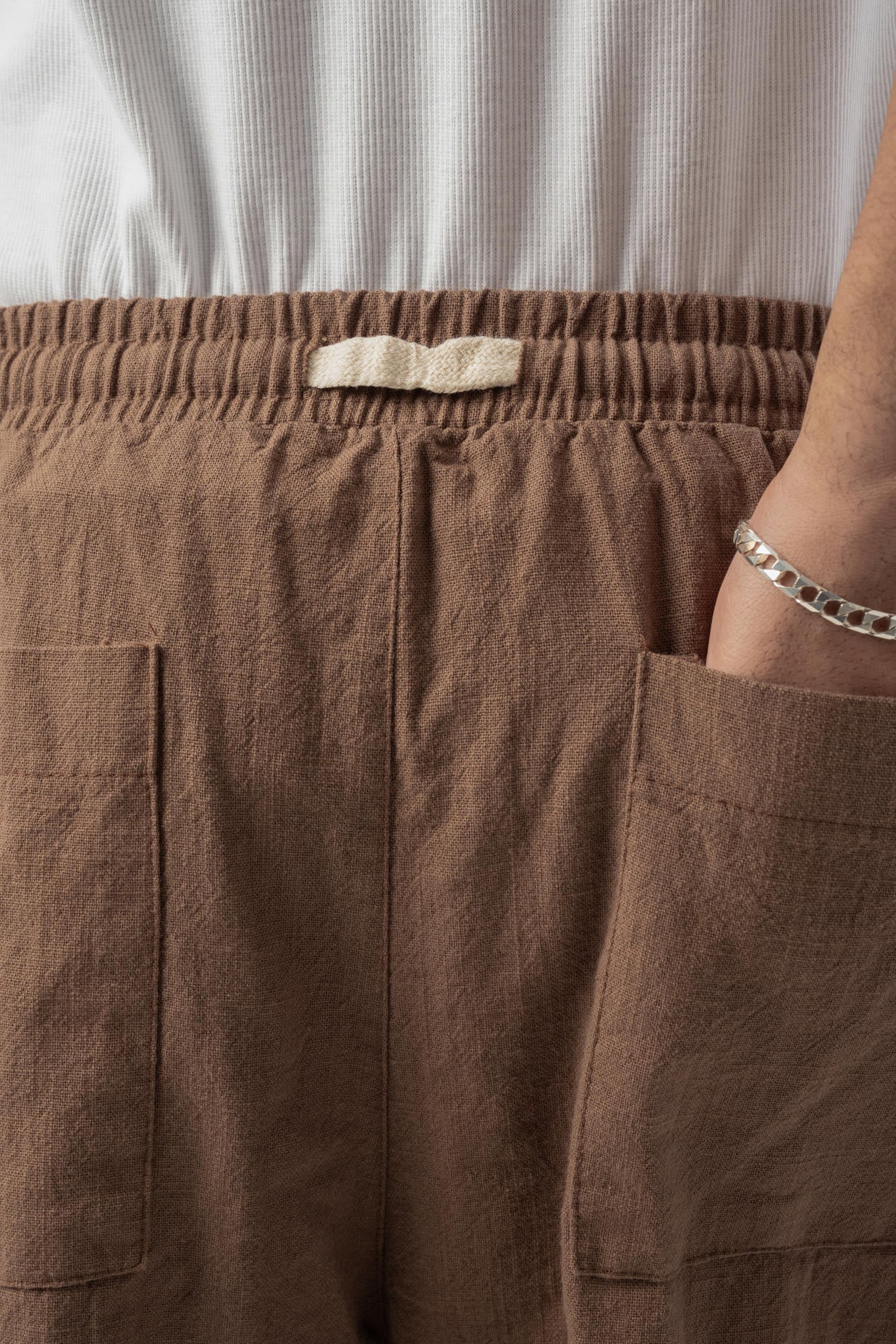 Linen Pleated Brown Trousers