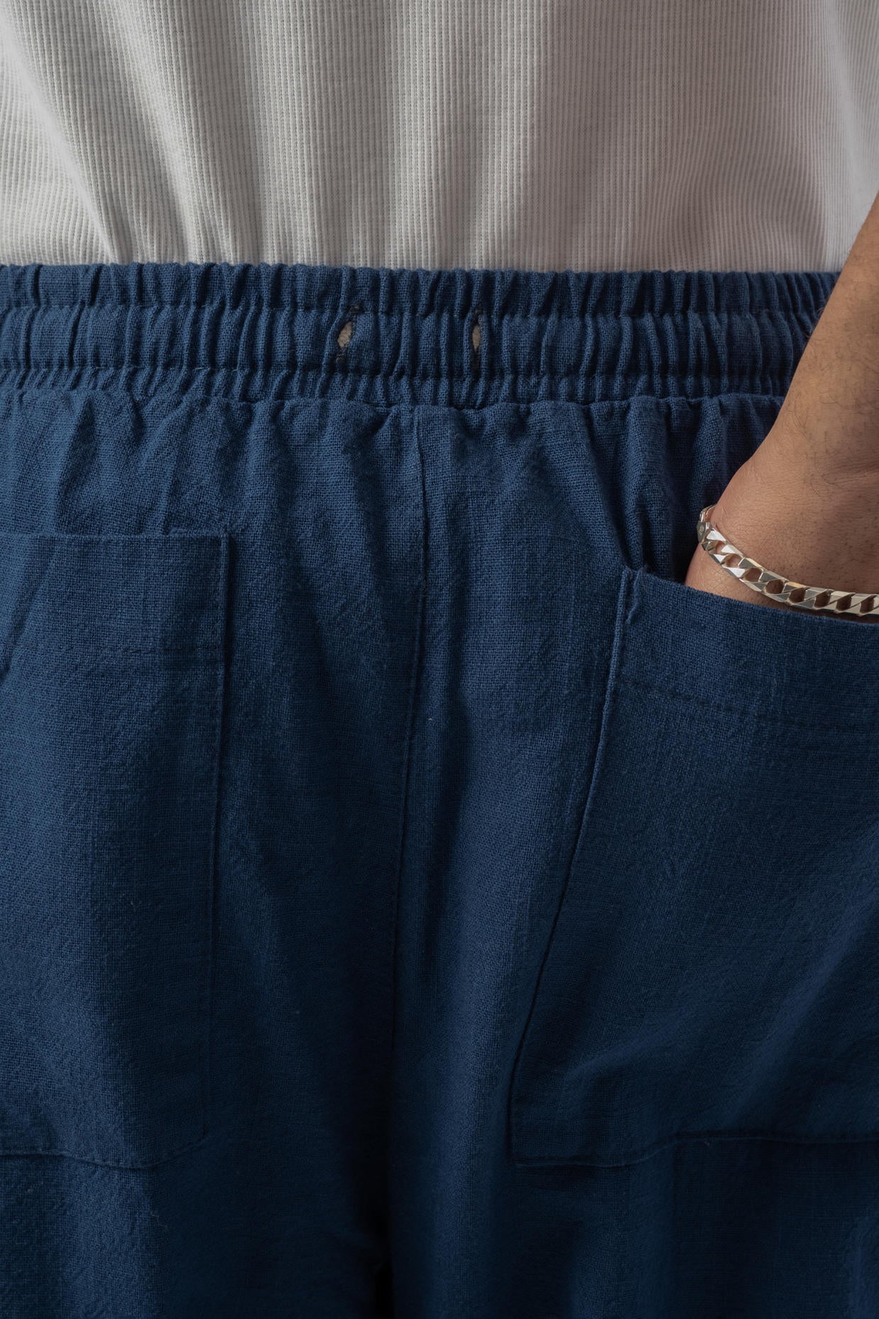 Linen Pleated Navy Blue Trousers