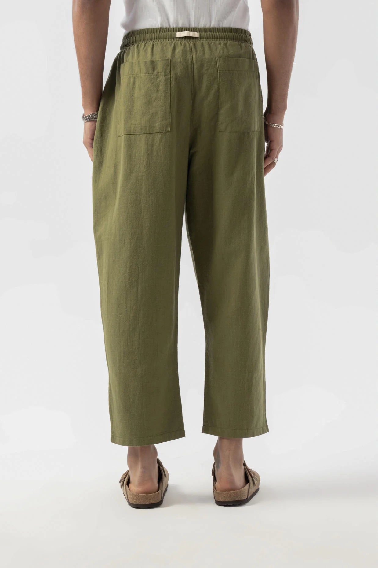 Linen Pleated Khaki Trousers