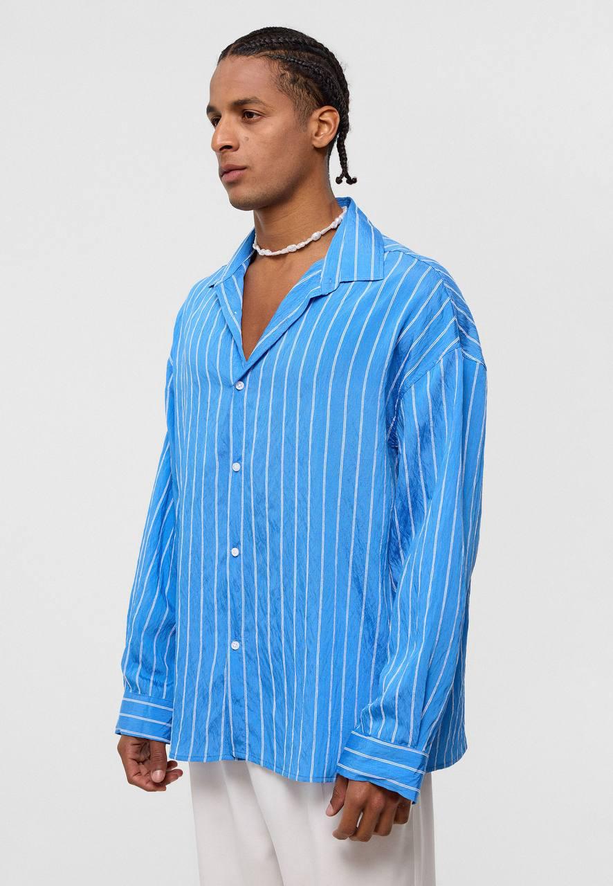 Dikey Çizgili Oversize Gömlek EOL-30525