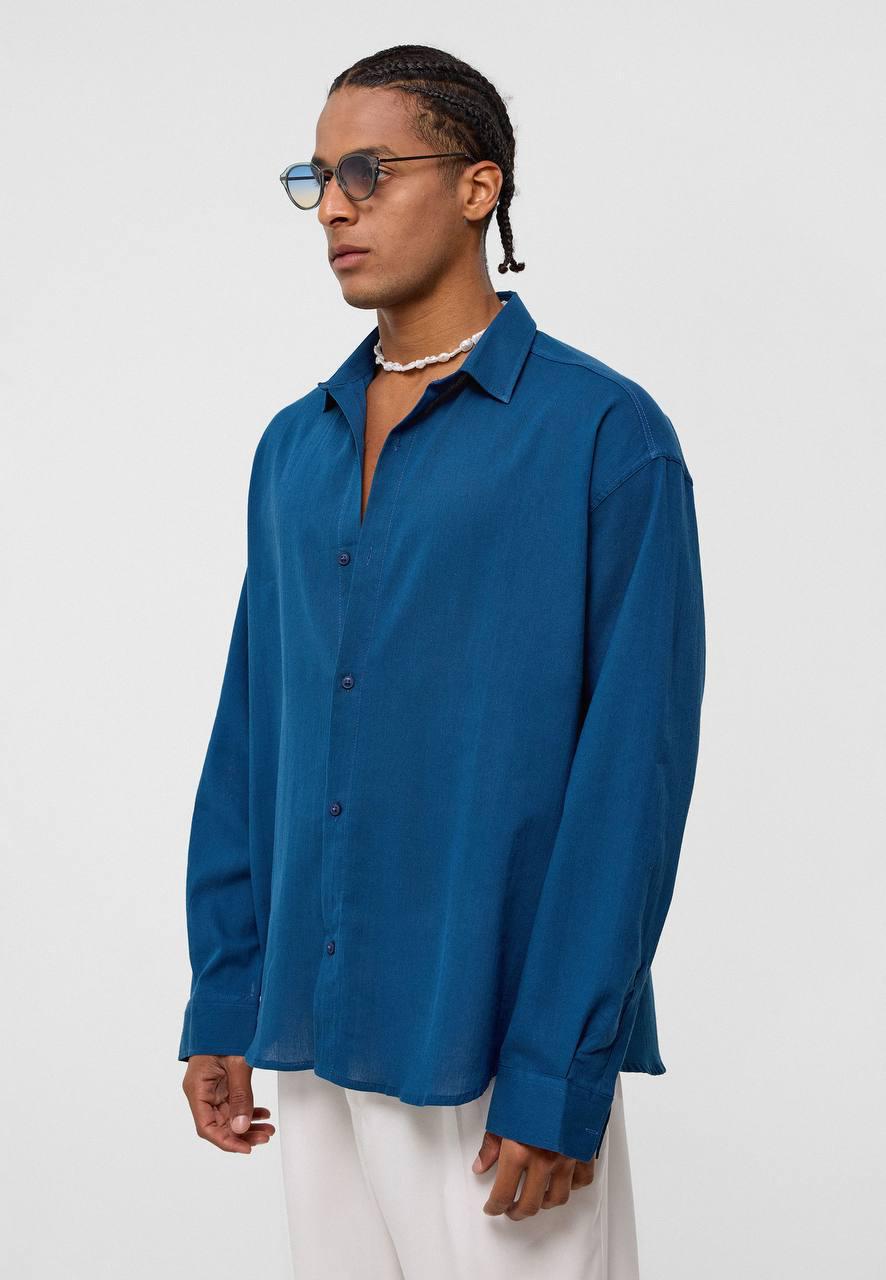Erkek Mavi Oversize Yazlık Gömlek EOL-20525