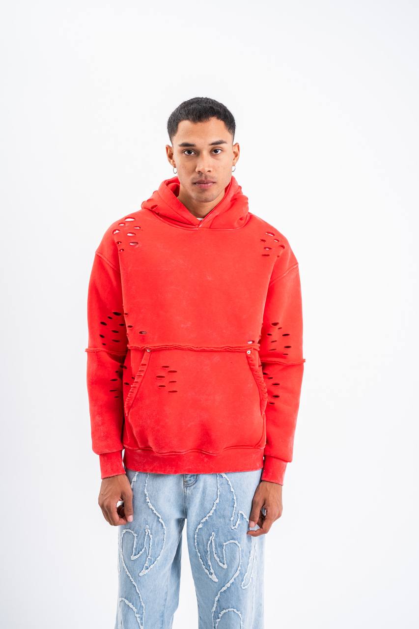 Ripped Hooded Sweatshirt PLZ-PKM-122