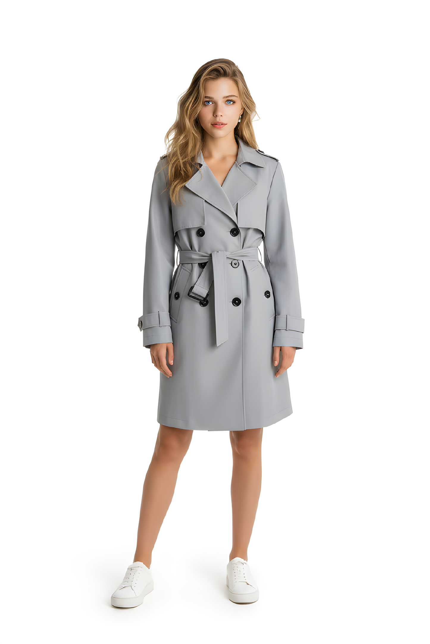 Gri Uzun Boy Trençkot