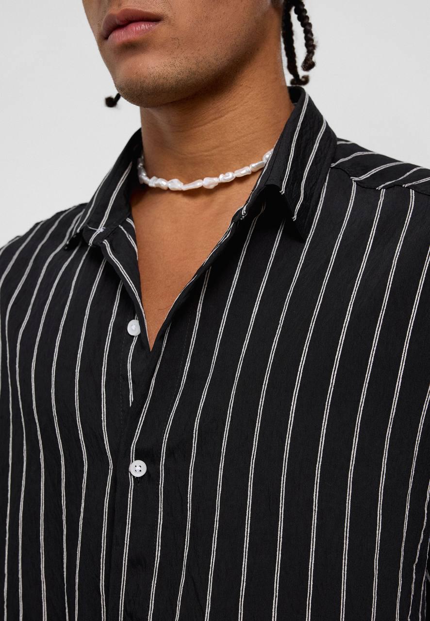 Dikey Çizgili Oversize Gömlek EOL-30525