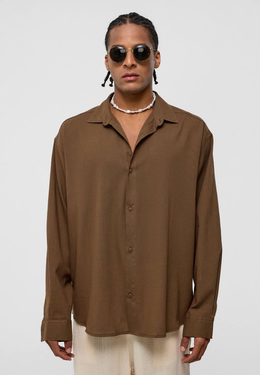 Erkek Kahverengi Oversize Gömlek EOL-20525