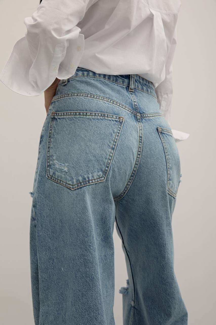 Loose Fit Laser Stomach Blue Jean