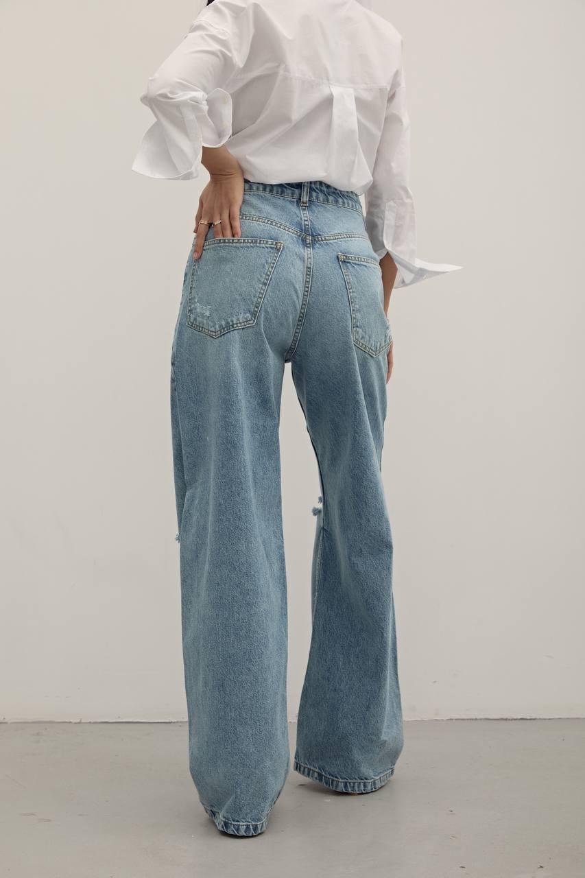 Loose Fit Laser Stomach Blue Jean