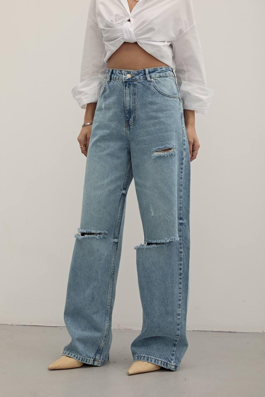 Loose Fit Laser Stomach Blue Jean
