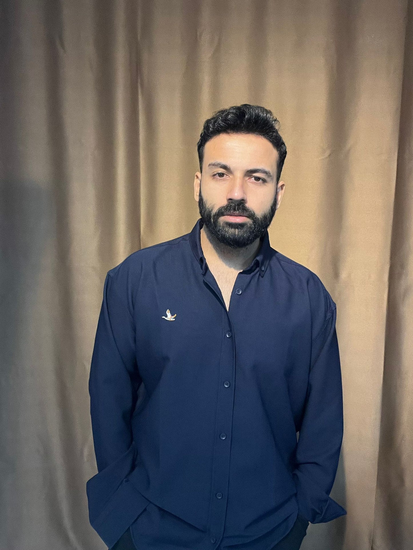 Logolu Erkek Lacivert Gömlek