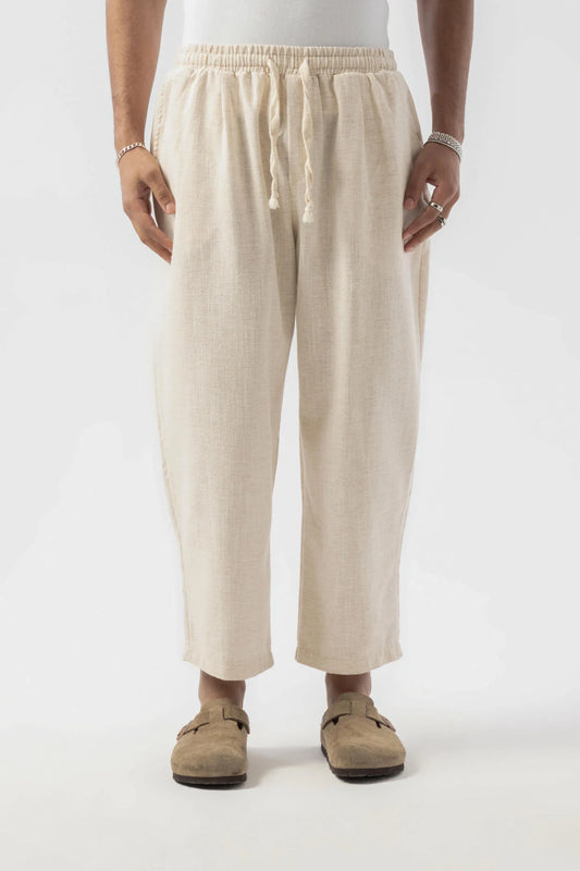 Linen Pleated Ecru Trousers
