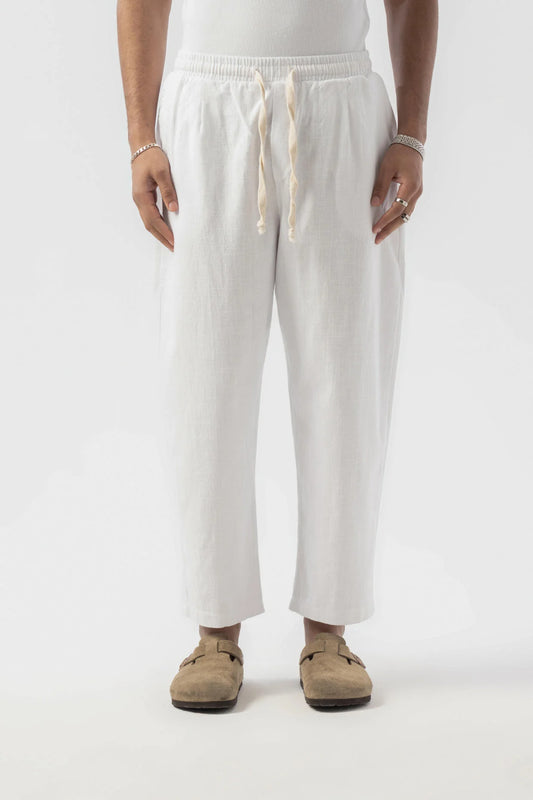 Linen Pleated White Trousers
