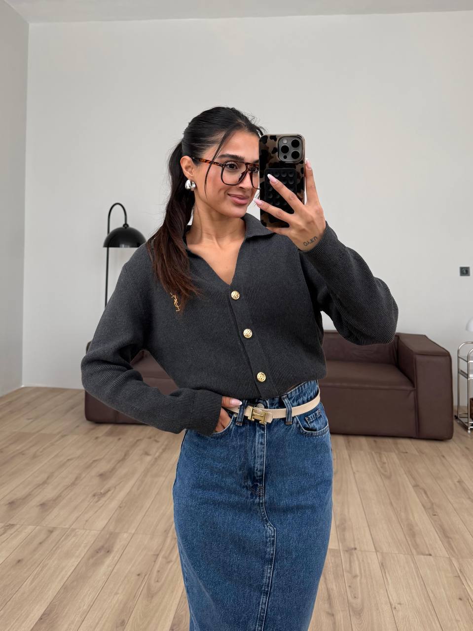 Gold Düğmeli Triko Hırka YC-161125