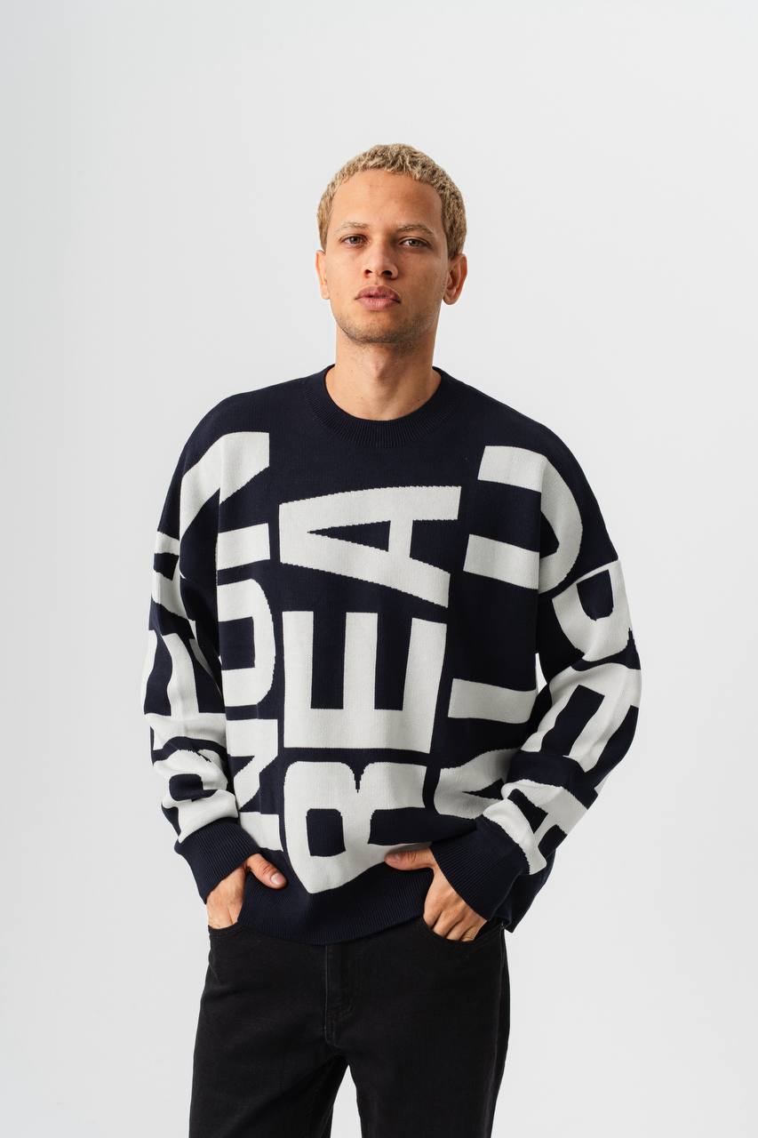 Oversize Baskılı Erkek Kazak JJ-181125