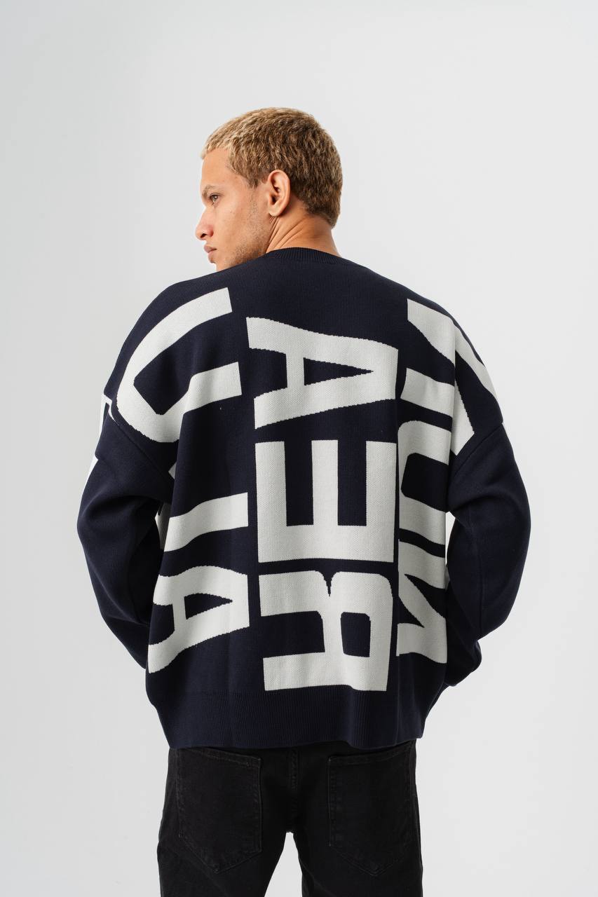 Oversize Baskılı Erkek Kazak JJ-181125