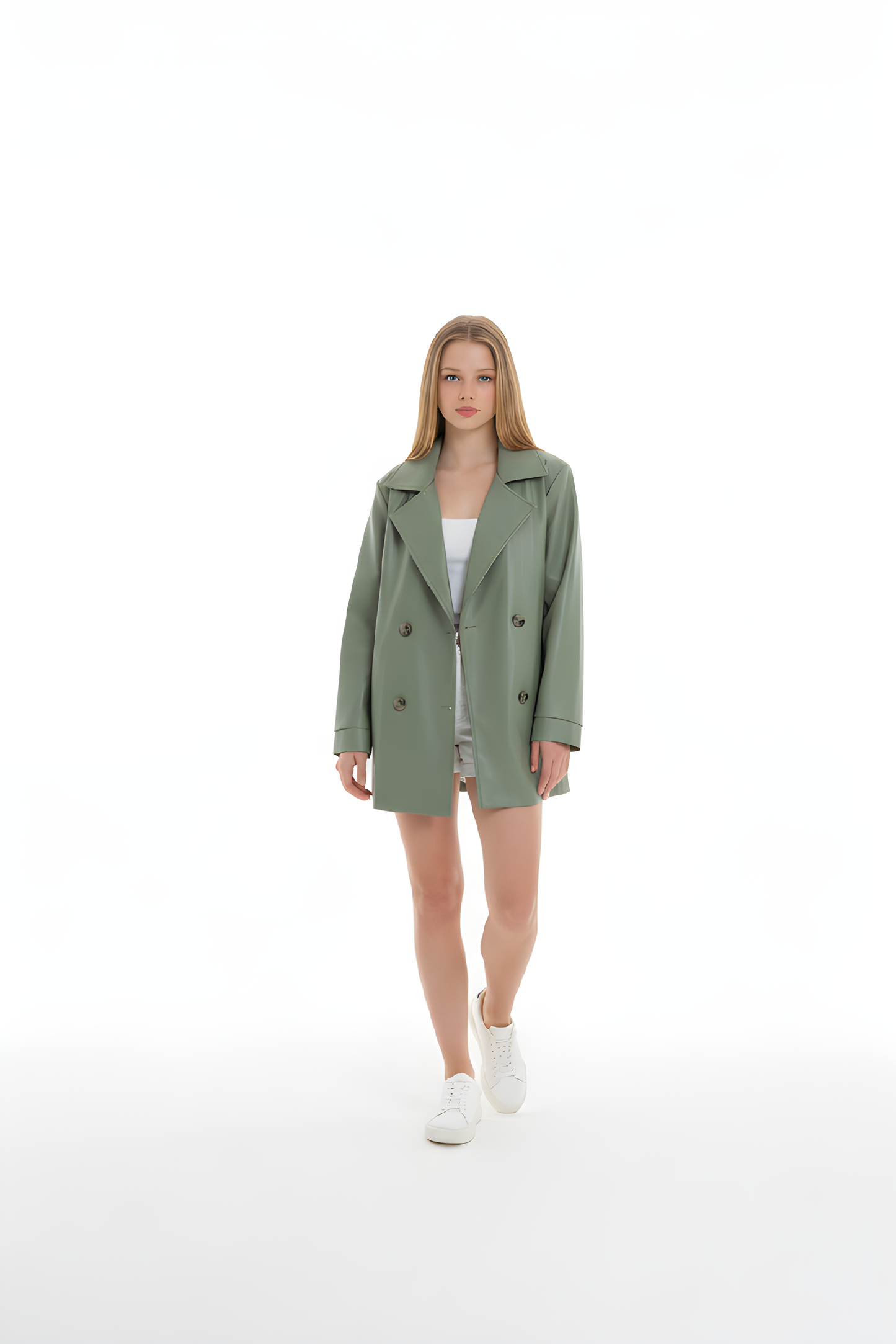 Su Yeşili Orta Boy Trençkot