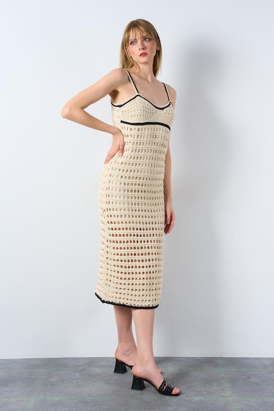 Sienna Knit Dress Ecru QU-TE231015