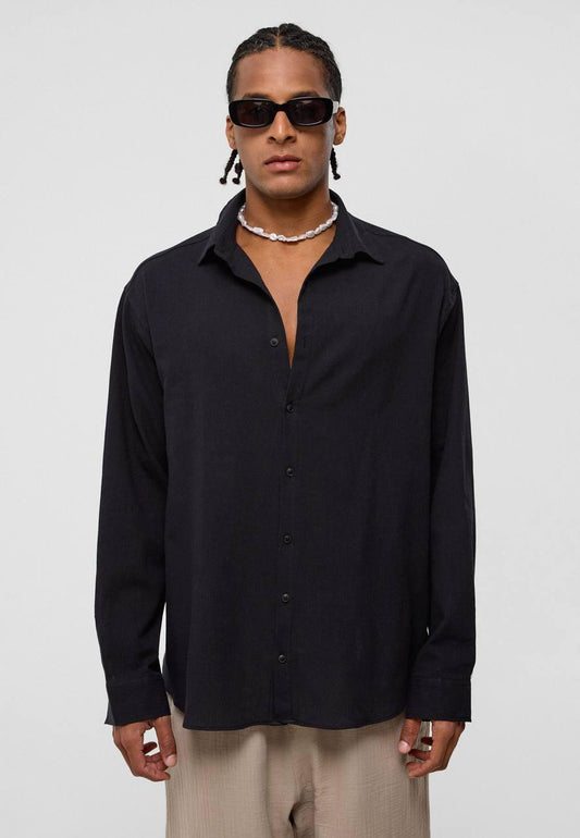 Erkek Siyah Oversize Gömlek EOL-20525