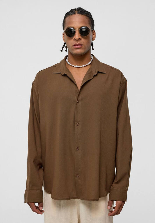 Erkek Kahverengi Oversize Gömlek EOL-20525