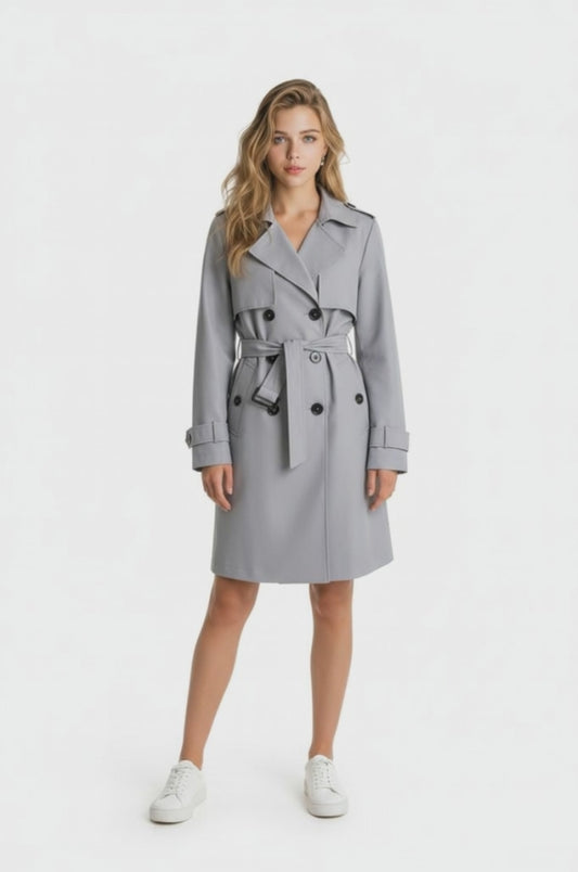Gri Uzun Boy Trençkot